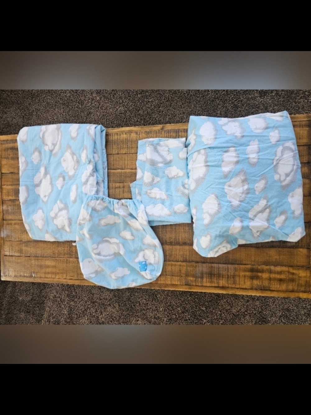 Nick And Nora Blue Cloud Print Twin Bedding Set
